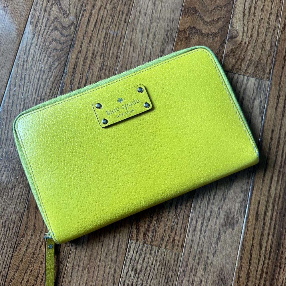 Kate Spade Vibrant Yellow Travel Zip Wallet